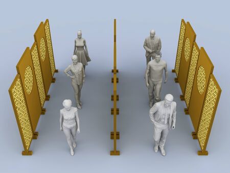 3d illustration backdrop divider partition islamic ornament cutting wood. High resolution image isolated.の写真素材