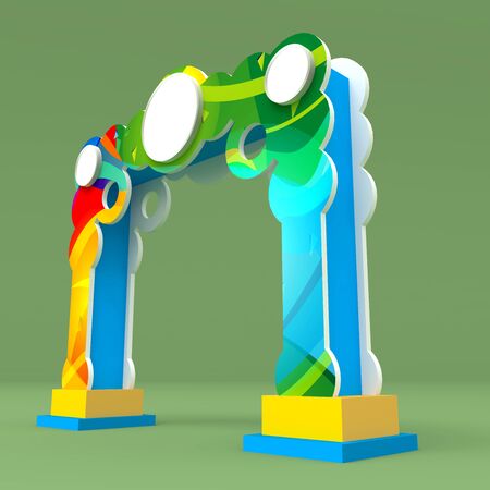 3d illustration gate entrance colorful backdrop with blank space logo company for event exhibition....