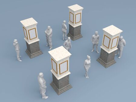 3d illustration pillar with blank frame for event exhibition. High resolution image isolated.の写真素材