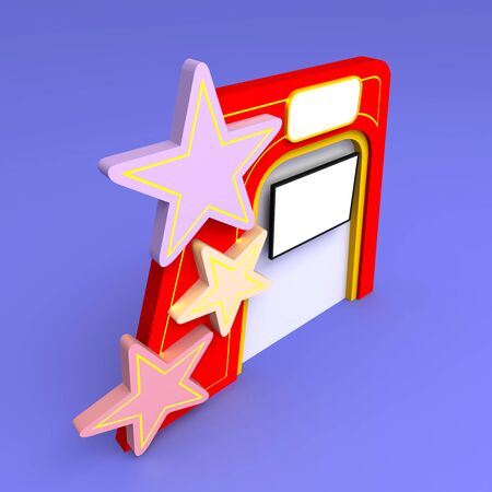 3d illustration stand booth star decoration display TV blank for information with empty space logo company. High resolution image isolated.の写真素材