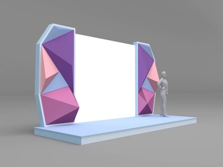 3d illustration stage backdrop LED screen blank with wing decoration for show performance. High resolution image isolated.の写真素材