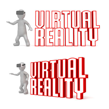 3d illustration stickman with virtual reality pose. High resolution image white background isolated.の写真素材