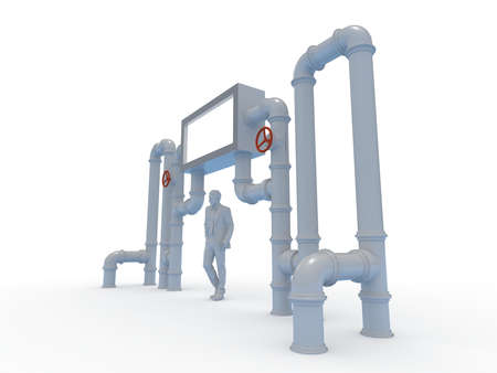 3d illustration gate entrance pipeline construction decoration with blank space logo company  for event exhibition. High resolution image white background isolated.の写真素材