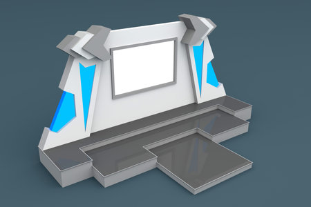3d illustration stage backdrop LED screen digital futuristic technology decoration style with blank space logo company for event exhibition. High resolution image isolated.の写真素材