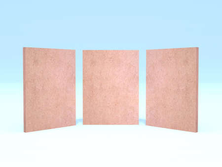 3d illustration square box block blank empty with wooden texture mdf plywood for preview display product. High resolution image isolated.の写真素材