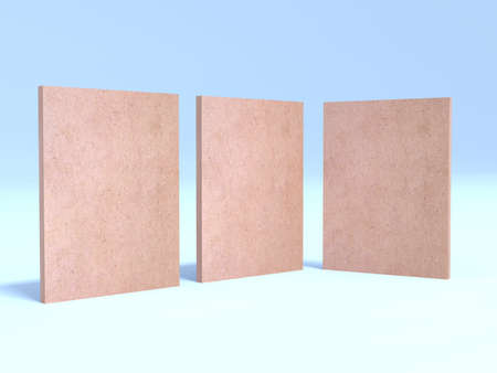 3d illustration square box block blank empty with wooden texture mdf plywood for preview display product. High resolution image isolated.の写真素材