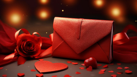 Valentine's day background with hearts and gift box. 3d renderingの素材