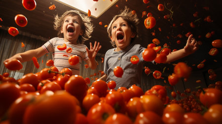 La Tomatina Through Young Eyes: Capturing the Joy of the Festivalの素材