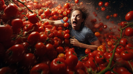 Men Transforming into Warriors at La Tomatina IIの素材