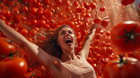 Women Defending Themselves with Style and Humor at La Tomatina IIの素材