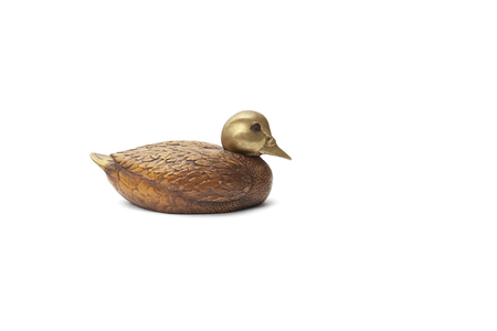 Nice duck sculpture on a white backgroundの写真素材