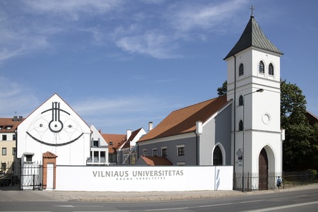 Protestant Church and University Buildings in Kaunas on a sunny summer dayの写真素材