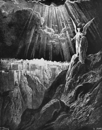 Vision of the New Jerusalem  1  Le Sainte Bible  Traduction nouvelle selon la Vulgate par Mm  J -J  Bourasse et P  Janvier  Tours  Alfred Mame et Fils  2  1866 3  France 4  Gustave Doréのeditorial素材