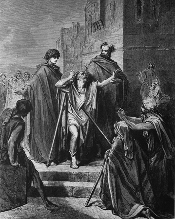 Healing of the lame  1  Le Sainte Bible  Traduction nouvelle selon la Vulgate par Mm  J -J  Bourasse et P  Janvier  Tours  Alfred Mame et Fils  2  1866 3  France 4  Gustave Doréのeditorial素材