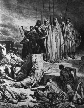 The famine in Samaria  1  Le Sainte Bible  Traduction nouvelle selon la Vulgate par Mm  J -J  Bourasse et P  Janvier  Tours  Alfred Mame et Fils  2  1866 3  France 4  Gustave Doréのeditorial素材