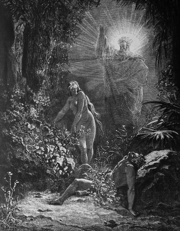 Creation of Eve  1  Le Sainte Bible  Traduction nouvelle selon la Vulgate par Mm  J -J  Bourasse et P  Janvier  Tours  Alfred Mame et Fils  2  1866 3  France 4  Gustave Doréのeditorial素材