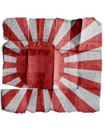Historic Japanese flag on old paper.の写真素材