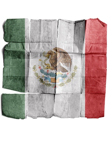 Flag of Mexico on the old paper.の写真素材