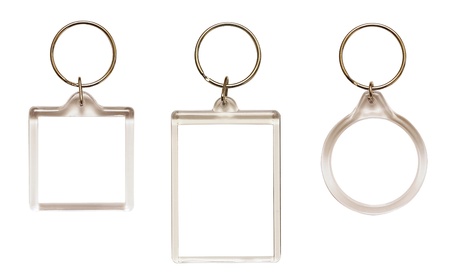 A set of key chains isolated on white background の写真素材