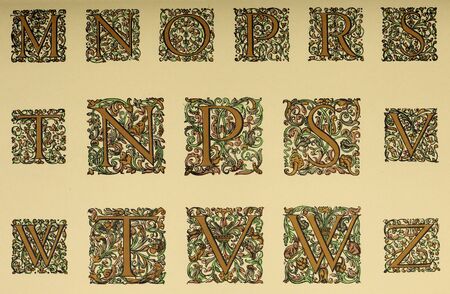 Vintage font. Vintage font. Ancient historical illustration