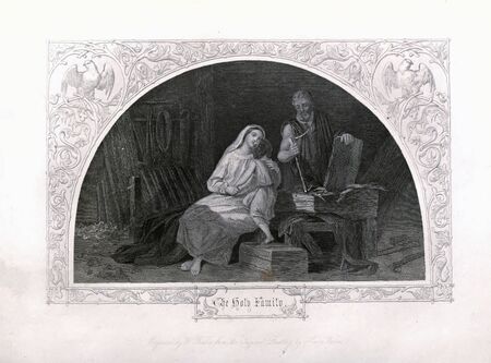 Christian illustration. Retro and old imageの写真素材