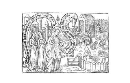 Christian illustration. Retro and old imageの写真素材