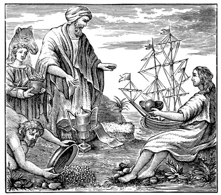 Christian illustration. Retro and old imageの写真素材