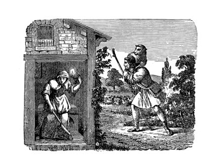 Christian illustration. Retro and old imageの写真素材