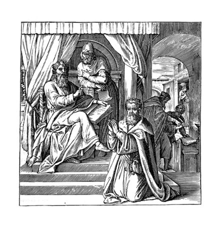 Christian illustration. Retro and old imageの写真素材