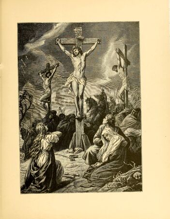 Christian illustration. Retro and old imageの写真素材