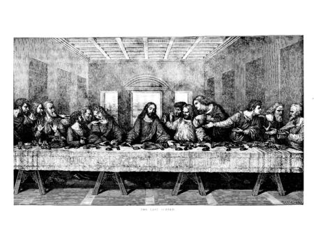 Christian illustration. Retro and old imageの写真素材