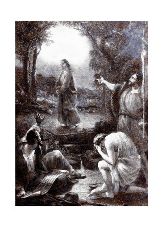 19th century engraving of Jesus and Mary with baby Jesus