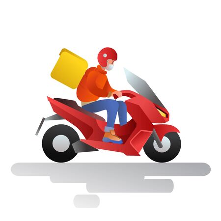 Food delivery during quarantine on scooterのイラスト素材