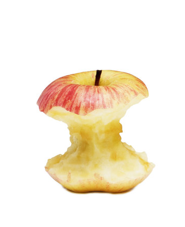apple core isolated over white backgroundの写真素材