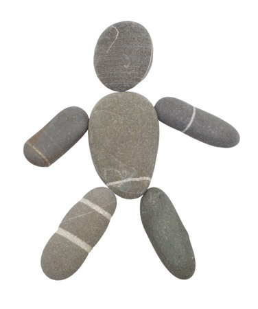 pebble man isolated on whiteの写真素材