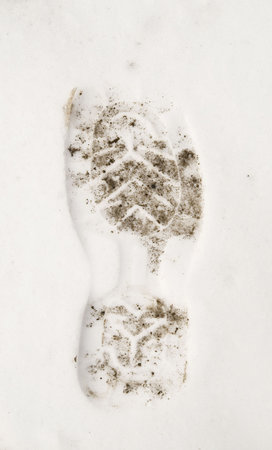 a footprint on a snowの写真素材