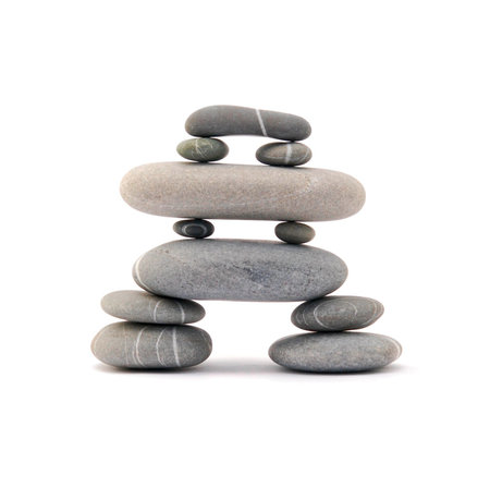 stone tower isolated on a white backgroundの写真素材