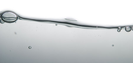 wave and bubbles over white background