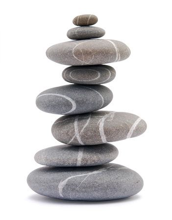 stone tower isolated on whiteの写真素材