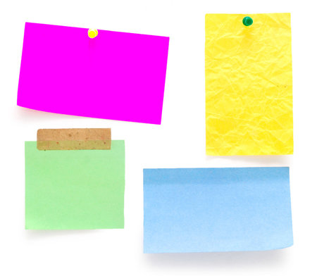 empty notes isolated on whiteの写真素材