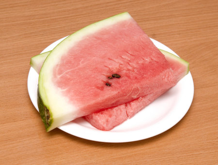 watermelon slices on a plateの写真素材