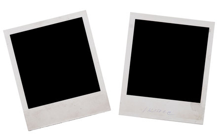 empty photo frames isolated on whiteの写真素材