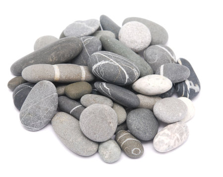 pebble stones on white backgroundの写真素材