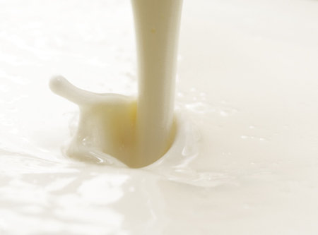 pouring yogurt and splashの写真素材