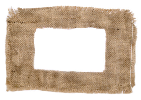 sackcloth frame isolated on whiteの写真素材