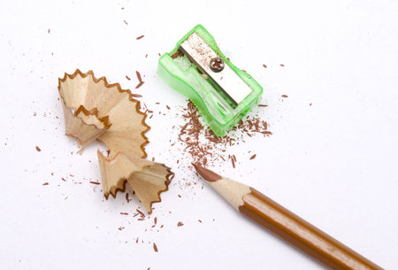 sharpened pencil isolated on whiteの写真素材