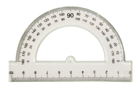 protractor isolated on whiteの写真素材