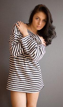 young woman in studioの写真素材