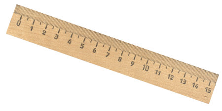 wooden ruler isolated on whiteの写真素材