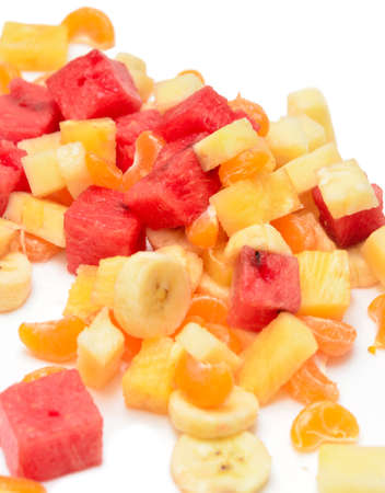 pieces of fruits on whiteの写真素材